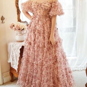 Zapaka Off Shoulder Flower Dress